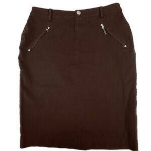New Ralph Lauren Brown Pencil Skirt High Waist Lined Stretch 95% Cotton Size 6